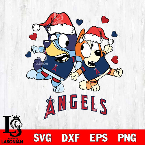 Los Angeles Angels Bluey Christmas 2 Svg Eps Dxf Png File, Digital Download