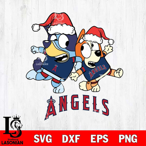 Los Angeles Angels Bluey Christmas Holiday Svg Eps Dxf Png File, Digital Download