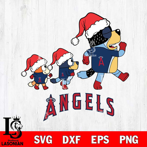 Los Angeles Angels Bluey Family Christmas Svg Eps Dxf Png File, Digital Download