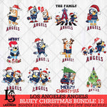 Los Angeles Angels Bluey Happy Christmas Bundle 12 Svg Eps Dxf Png File, Digital Download