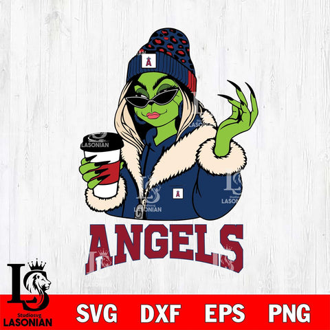 Los Angeles Angels Boujee Grinch Girls Christmas Cut Files Cricut, Svg Dxf Eps Png file , Silhouette