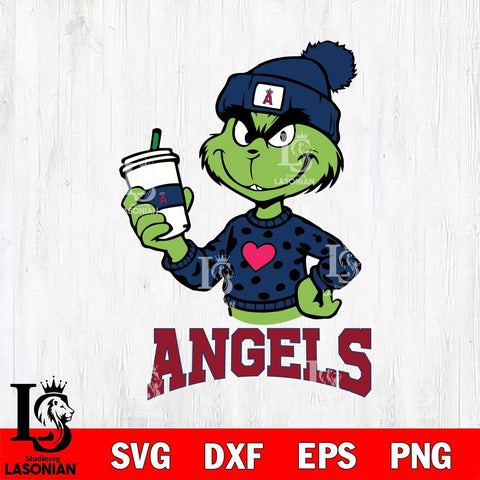 Los Angeles Angels Boujee Grinch Heart Christmas Cut Files Cricut, Svg Dxf Eps Png file , Silhouette