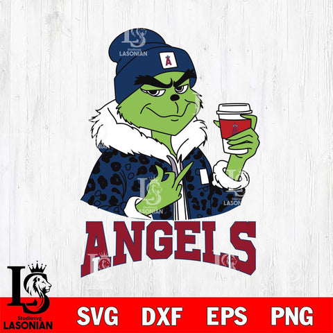 Los Angeles Angels Boujee Grinch Leopard Christmas Cut Files Cricut, Svg Dxf Eps Png file , Silhouette