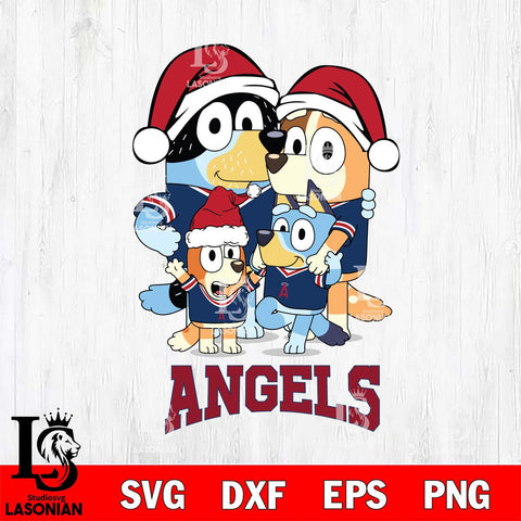 Los Angeles Angels Christmas Bluey Family Sport Cricut , Christmas Svg , Bluey svg , Digital Download, dxf eps png pdf file