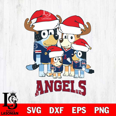 Los Angeles Angels Christmas Bluey Santa Family Cricut , Christmas Svg , Bluey svg , Digital Download, dxf eps png pdf file