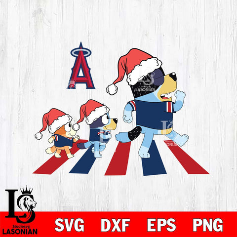 Los Angeles Angels Family Bluey Walking Christmas Svg Eps Dxf Png File, Digital Download, Instant Download