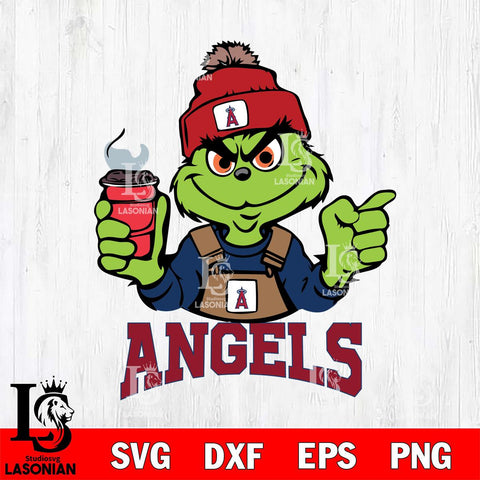 Los Angeles Angels Grinch with coffee Svg Eps Dxf Png File, Digital Download, Instant Download