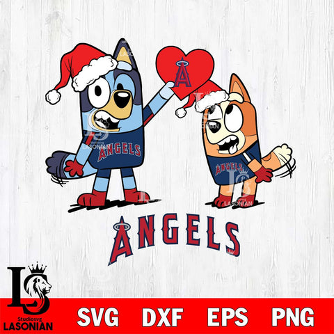 Los Angeles Angels Love Bluey Christmas Svg Eps Dxf Png File, Digital Download