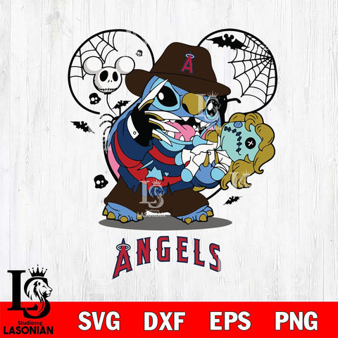 Los Angeles Angels Stitch Freddy Krueger Halloween Svg Eps Dxf Png File, Digital Download, Instant Download