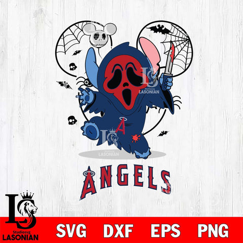 Los Angeles Angels Stitch Ghost Face Halloween 2 Svg Eps Dxf Png File, Digital Download, Instant Download