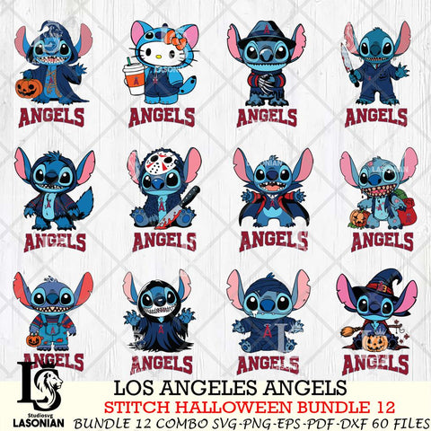 Los Angeles Angels Stitch Horror Bundle 12 SVG Svg Eps Dxf Png File, MLB svg, Digital Download, Instant Download