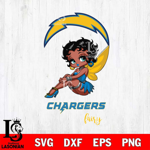 Los Angeles Chargers Beauty Black Fairy Betty Boop Svg Eps Dxf Png File, Digital Download, Instant Download