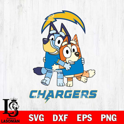 Los Angeles Chargers Bluey & Bingo 3 Svg Eps Dxf Png File, NFL svg, Digital Download, Instant Download