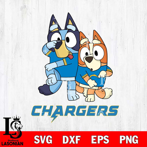 Los Angeles Chargers Bluey & Bingo Svg Eps Dxf Png File, NFL svg, Digital Download, Instant Download