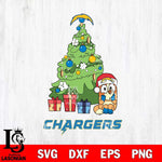 Los Angeles Chargers Bluey Chilli Christmas Tree Svg Eps Dxf Png File, Digital Download