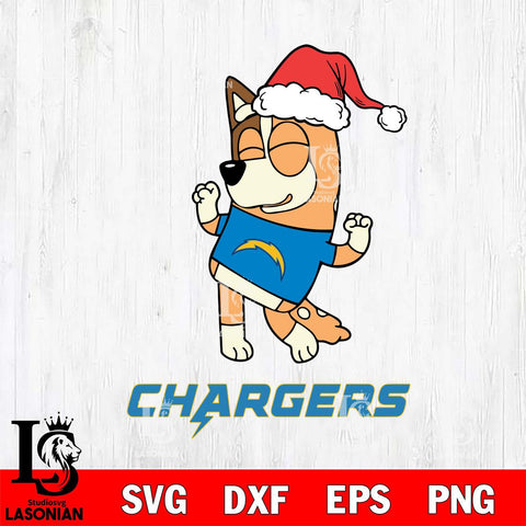 Los Angeles Chargers Bluey Chilli Happy Christmas Svg Eps Dxf Png File, Digital Download