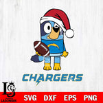 Los Angeles Chargers Bluey Christmas Svg Eps Dxf Png File, Digital Download