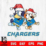 Los Angeles Chargers Bluey Christmas Holiday Svg Eps Dxf Png File, Digital Download