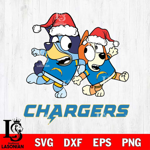 Los Angeles Chargers Bluey Christmas Holiday Svg Eps Dxf Png File, Digital Download