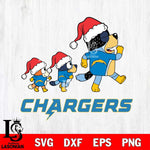 Los Angeles Chargers Bluey Family Christmas Svg Eps Dxf Png File, Digital Download