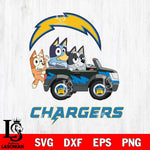 Los Angeles Chargers Bluey friends car Svg Eps Dxf Png File, NFL svg, Digital Download, Instant Download