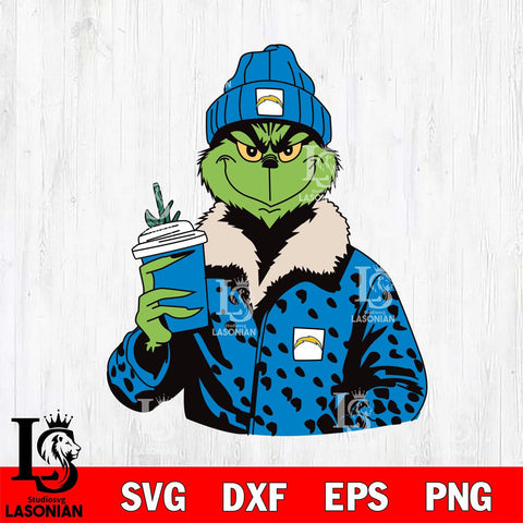 Los Angeles Chargers Boujee Grinch 12 Svg Eps Dxf Png File, Digital Download, Instant Download