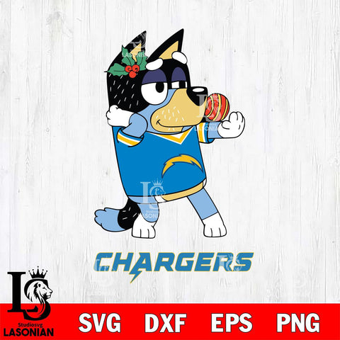 Los Angeles Chargers Christmas Bluey Bandit Heeler Svg Eps Dxf Png File,Cut Svg Files, Digital File, Sublimation