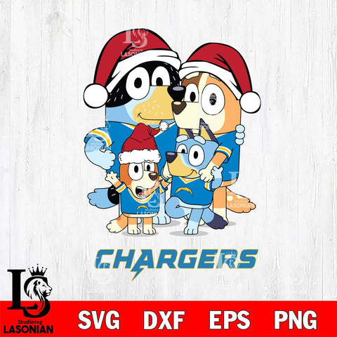 Los Angeles Chargers Christmas Bluey Family Sport Svg Eps Dxf Png File,Cut Svg Files, Digital File, Sublimation