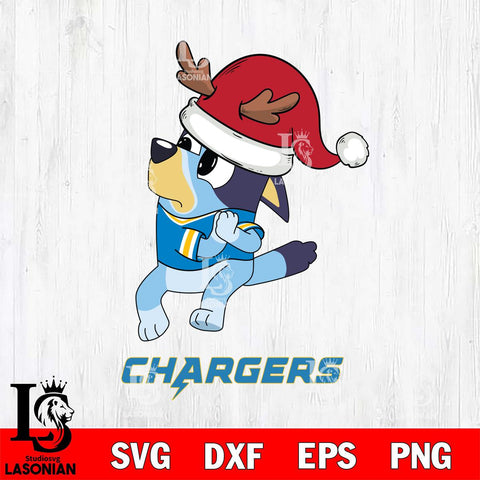 Los Angeles Chargers Christmas Bluey Santa Claus Svg Eps Dxf Png File,Cut Svg Files, Digital File, Sublimation