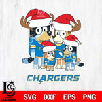 Los Angeles Chargers Christmas Bluey Santa Family Svg Eps Dxf Png File,Cut Svg Files, Digital File, Sublimation