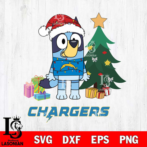 Los Angeles Chargers Christmas Bluey Tree Sport Svg Eps Dxf Png File,Cut Svg Files, Digital File, Sublimation