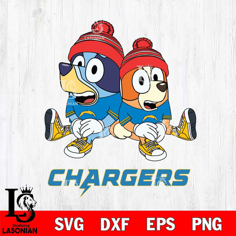 Los Angeles Chargers Christmas Bluey & Bingo Sit Svg Eps Dxf Png File,Cut Svg Files, Digital File, Sublimation