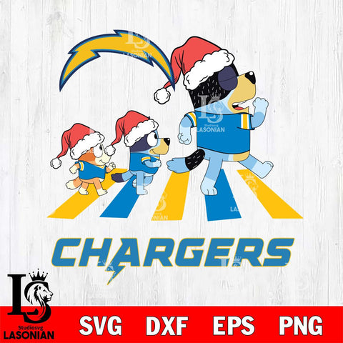 Los Angeles Chargers Christmas Family Bluey Walking Svg Eps Dxf Png File,Cut Svg Files, Digital File, Sublimation