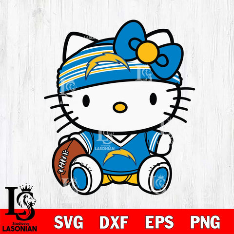 Los Angeles Chargers Cute Hello Kitty Football 12 Svg Eps Dxf Png File, NFL svg, Digital Download, Instant Download