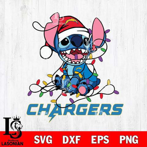 Los Angeles Chargers Cute Stitch Christmas Svg