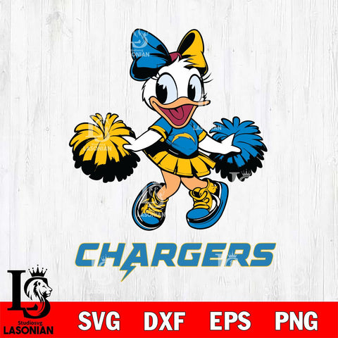 Los Angeles Chargers Daisy Duck Cheerleader Disney, Svg Eps Dxf Png File, Digital Download