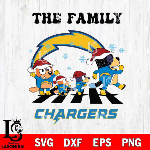 Los Angeles Chargers Family Bluey Christmas Svg Eps Dxf Png File, Digital Download