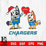 Los Angeles Chargers Love Bluey Christmas Svg Eps Dxf Png File, Digital Download