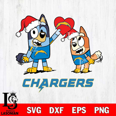 Los Angeles Chargers Love Bluey Christmas Svg Eps Dxf Png File, Digital Download