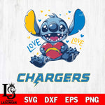 Los Angeles Chargers Love Stitch, Svg Eps Dxf Png File, Digital Download