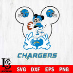 Los Angeles Chargers Mickey Heart Rugby Svg Eps Dxf Png File, Digital Download ,Instant Download, Cricut File