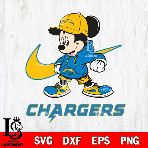 Los Angeles Chargers Mickey Mouse NIKE, Svg Eps Dxf Png File, Digital Download