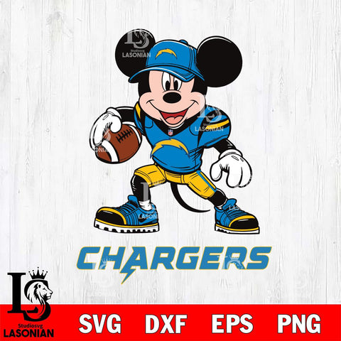 Los Angeles Chargers Mikey Mouse Disney, Svg Eps Dxf Png File, Digital Download