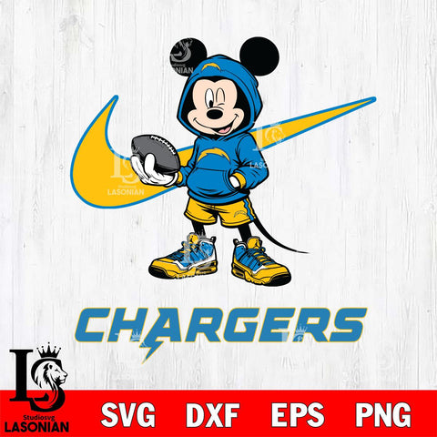 Los Angeles Chargers Mikey Mouse Disney NIKE, Svg Eps Dxf Png File, Digital Download