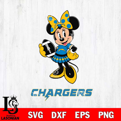 Los Angeles Chargers Minnie Mouse, Svg Eps Dxf Png File, Digital Download