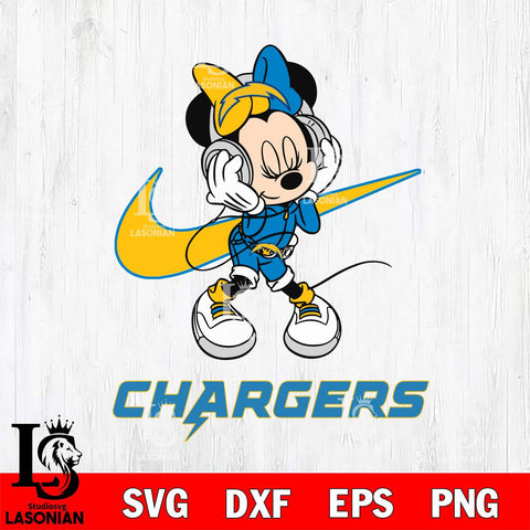 Los Angeles Chargers Minnie Mouse Dancing NIKE, Svg Eps Dxf Png File, Digital Download