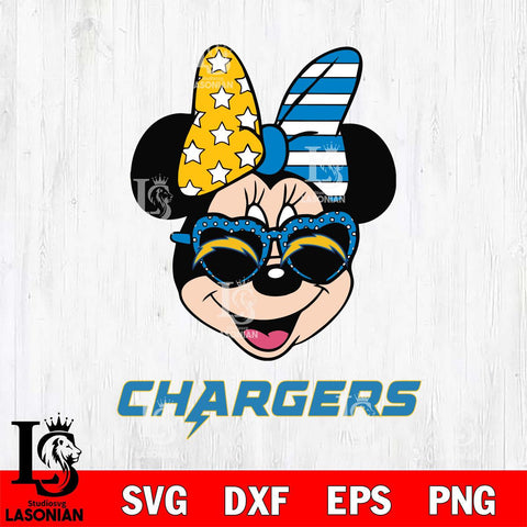 Los Angeles Chargers Minnie Mouse Love 2, Svg Eps Dxf Png File, Digital Download