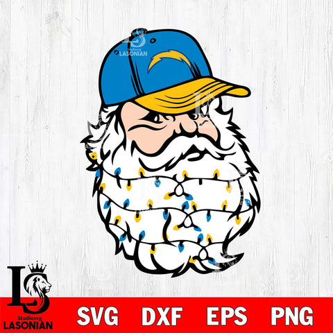 Los Angeles Chargers Santa Claus Face Svg Eps Dxf Png File,NFL Svg Files,Digital Download,Sublimation,Instant Download