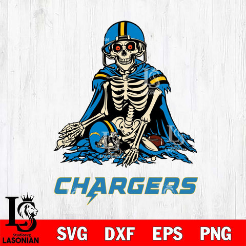 Los Angeles Chargers Skeleton Football 3 Svg Eps Dxf Png File, Digital Download