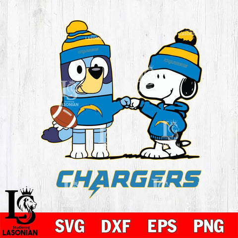 Los Angeles Chargers Snoopy & Bluey Football Svg Eps Dxf Png File,NFL Svg Files,Christmas svg ,Digital Download ,Instant Download